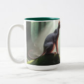 Sphynx Kissing Mermaid Zweifarbige Tasse (Links)