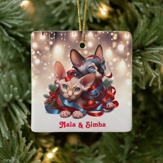 Sphynx Kittens Weihnachten Keramikornament (Baum)