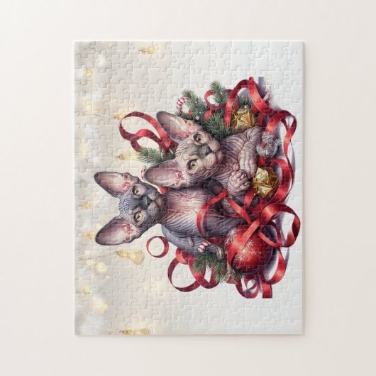 Sphynx Kittens Weihnachten Puzzle (Vertikal)