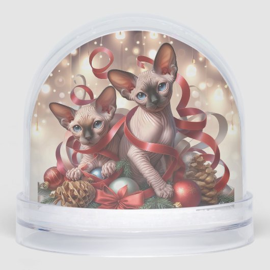Sphynx Kittens Weihnachten Schneekugeln (Vorderseite)