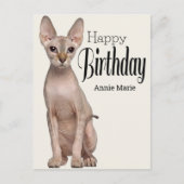 Sphynx Kitty Personalisiert Geburtstagskarte Postkarte (Vorderseite)