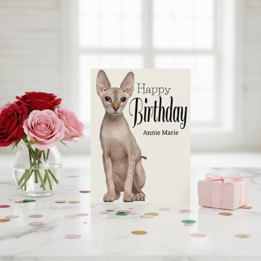 Sphynx Kitty Personalisiert Geburtstagskarte Postkarte