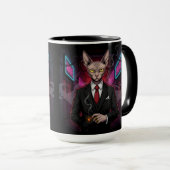 Sphynx Mafia Cat in Neon Noir Style Tasse (VorderseiteRechts)
