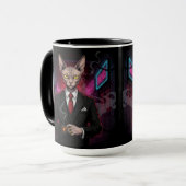 Sphynx Mafia Cat in Neon Noir Style Tasse (Vorderseite Links)