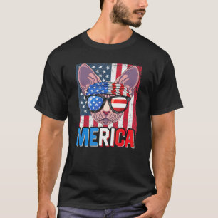 Sphynx Merica 4. Juli Katze American Meowica Hai T-Shirt