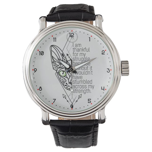 😻 Sphynx mit Weisheit Armbanduhr (Vorderseite)