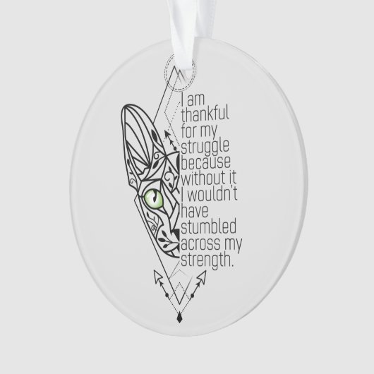 😻 Sphynx mit Weisheit, benutzerdefiniertem Text Ornament (Vorderseite)