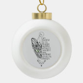 😻 Sphynx mit Weisheit Keramik Kugel-Ornament (Vorderseite)