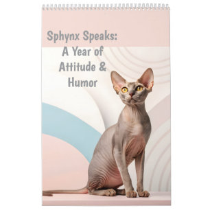 Sphynx spricht: Bearbeitbare monatliche Katzenhumo Kalender