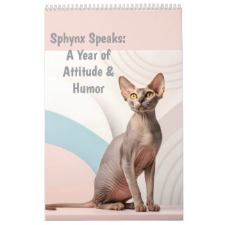 Sphynx spricht: Bearbeitbare monatliche Katzenhumo Kalender