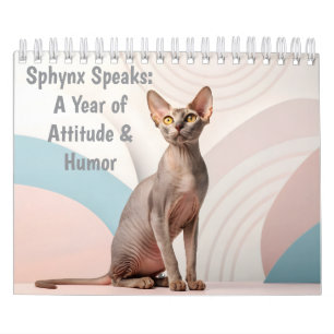 Sphynx spricht: Bearbeitbare monatliche Katzenhumo Kalender
