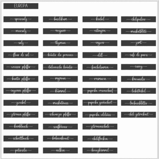 Spice Jar Labels (Vorderseite)
