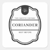 Spice jar Labels Coriander Quadratischer Aufkleber (Vorderseite)