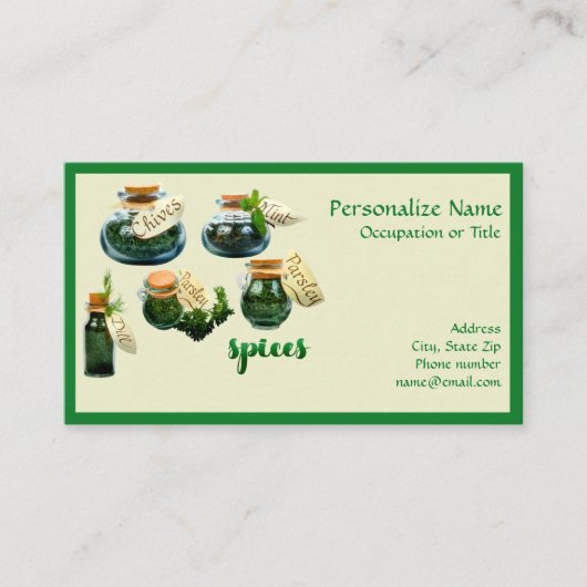 Spice Jars für die Kitchen Cook Business Card Visitenkarte (Vorderseite)