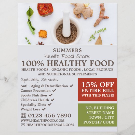 Spice Mix, Health Food Store Advertising Flyer (Vorne)