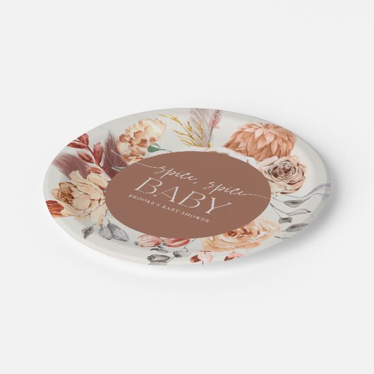 "Spice Spice Baby" Fall Pumpkin Baby Shower Pappteller (Schrägansicht)