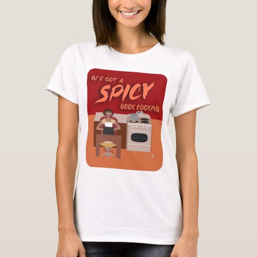 Spicy Book Cooking Romance Autor Hausfrau T-Shirt (Vorderseite)