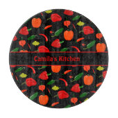 Spicy Chili Pepper Pattern Personalized Glass Schneidebrett (Vorderseite)