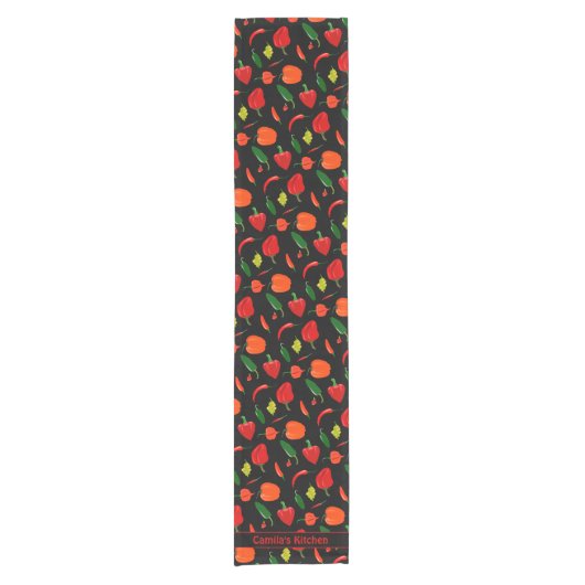 Spicy Chili Pepper Pattern Personalized  Kurzer Tischläufer (Vorderseite)
