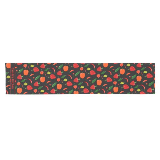 Spicy Chili Pepper Pattern Personalized  Kurzer Tischläufer (Horizontal)