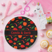 Spicy Chili Pepper Pattern Personalized Party Pappteller (Party)
