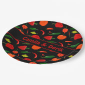 Spicy Chili Pepper Pattern Personalized Party Pappteller (Schrägansicht)