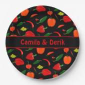 Spicy Chili Pepper Pattern Personalized Party Pappteller (Vorderseite)