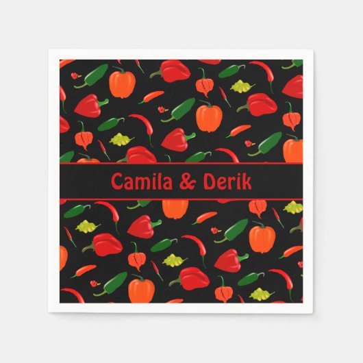 Spicy Chili Pepper Pattern Personalized Party Serviette (Vorderseite)