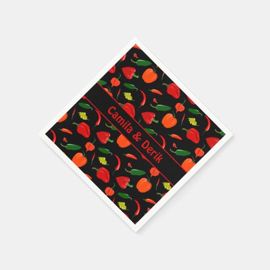 Spicy Chili Pepper Pattern Personalized Party Serviette (Ecke)