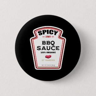 Spicy Grillen Sauce Flaschenetikett Funny Hallowee Button