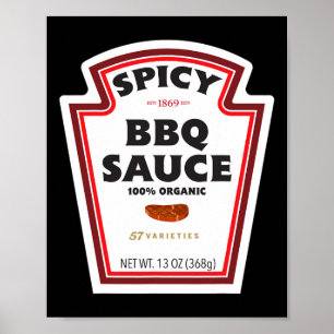 Spicy Grillen Sauce Flaschenetikett Funny Hallowee Poster