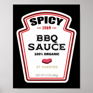 Spicy Grillen Sauce Flaschenetikett Funny Hallowee Poster