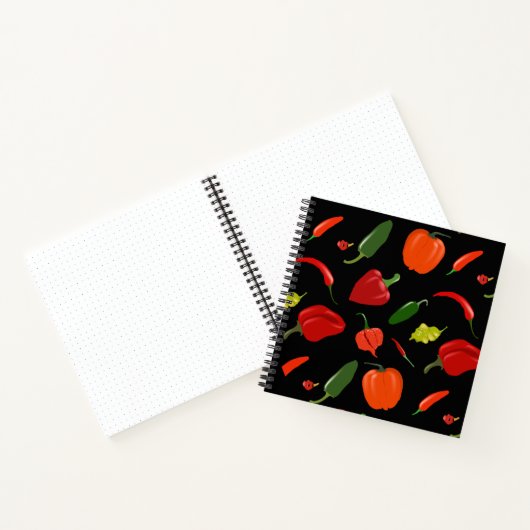 Spicy Hot Paprikaschoten Black Square Notebook Notizblock (Innenseite)
