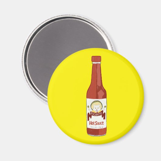 Spicy Hot Sauce Cat Sombrero Spaß auf Gelb Magnet (Vorderseite/Rückseite)