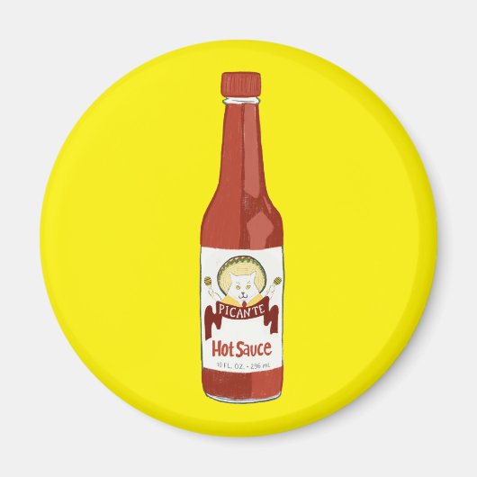 Spicy Hot Sauce Cat Sombrero Spaß auf Gelb Magnet (Vorne)