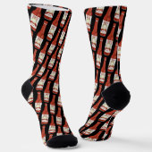 Spicy Hot Sauce Salsa Cat Fun Food Pattern Schwarz Socken (Gewinkelt)