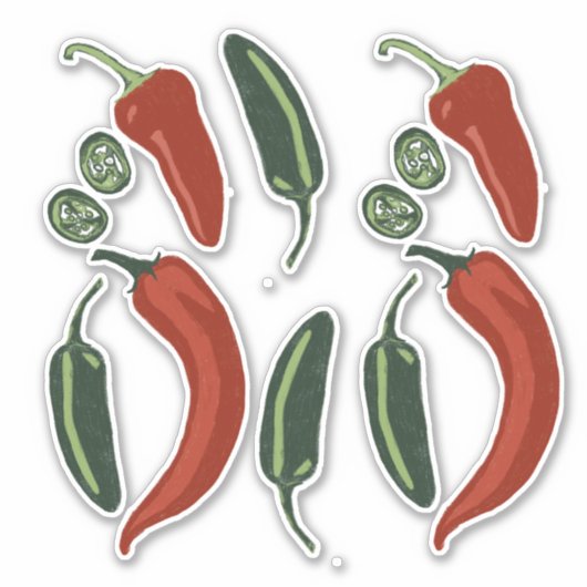 Spicy Jalapeno Chile Pepper Set Aufkleber (Vorderseite)