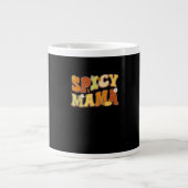 Spicy Mama Happy It’s Fall Y’all Groovy Retro Jumbo-Tasse (Vorderseite)