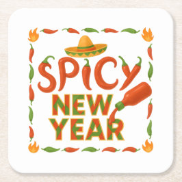 Spicy New Year Rechteckiger Pappuntersetzer