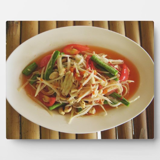 Spicy Papaya Salad [Som Tam] ... Thai Lao Food Fotoplatte (Vorderseite)