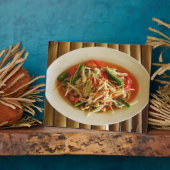 Spicy Papaya Salad [Som Tam] ... Thai Lao Food Fotoplatte (Seite)