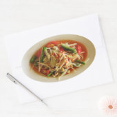 Spicy Papaya Salad [Som Tam] ... Thai Lao Food Ovaler Aufkleber (Umschlag)