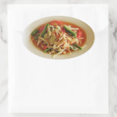 Spicy Papaya Salad [Som Tam] ... Thai Lao Food Ovaler Aufkleber (Tasche)