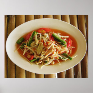 Spicy Papaya Salad [Som Tam] ... Thai Lao Food Poster