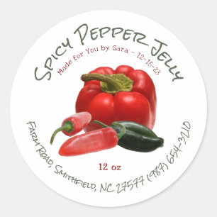Spicy Pepper Jelly mit Rot und Grün Paprikaschoten Runder Aufkleber