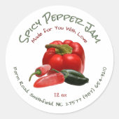 Spicy Pepper Jelly mit Rot und Grün Paprikaschoten Runder Aufkleber (Vorderseite)