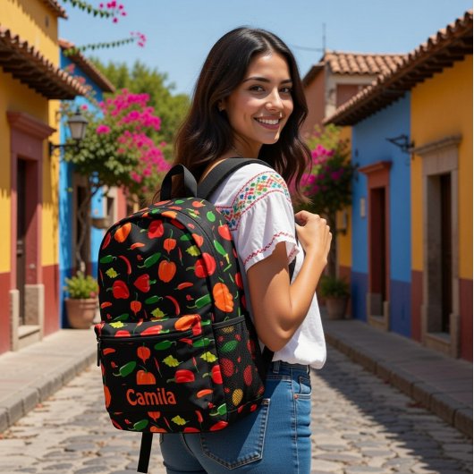 Spicy Peppers Pattern Personalized Backpack Bedruckter Rucksack
