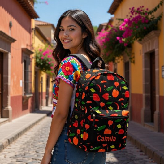 Spicy Peppers Pattern Personalized Backpack Bedruckter Rucksack