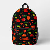 Spicy Peppers Pattern Personalized Backpack Bedruckter Rucksack (Vorderseite)
