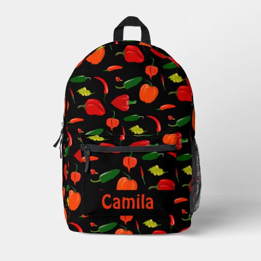 Spicy Peppers Pattern Personalized Backpack Bedruckter Rucksack (Vorderseite)